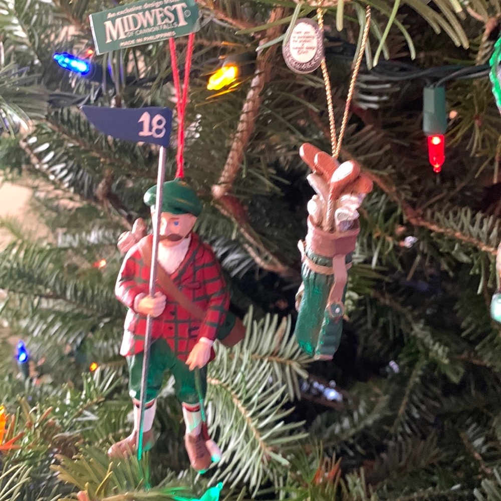 VARIOUS MAKERS | Assortment of Five Golf-themed Christmas Ornaments